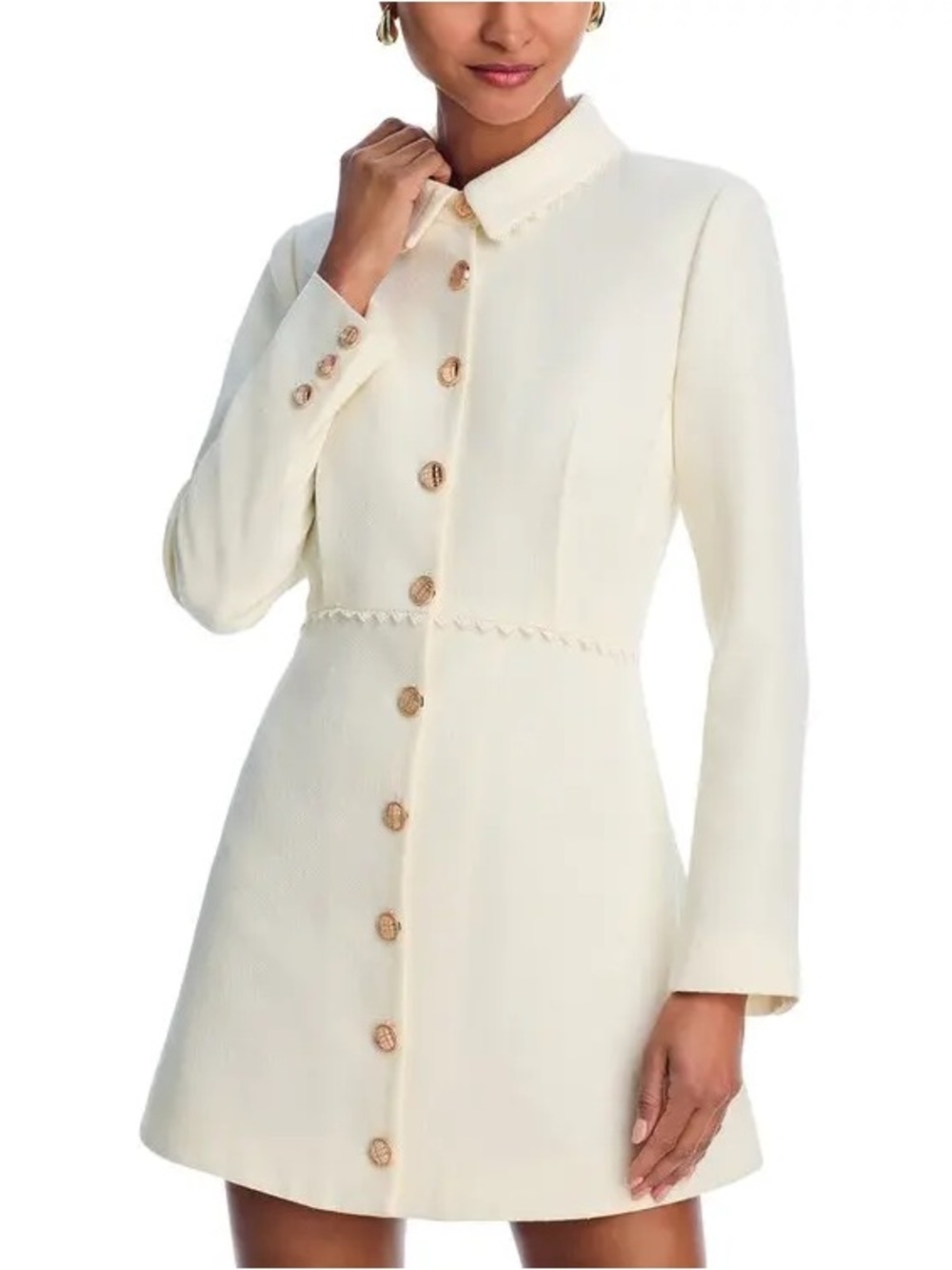 Aqua Cream Button-Front Mini Coat Dress